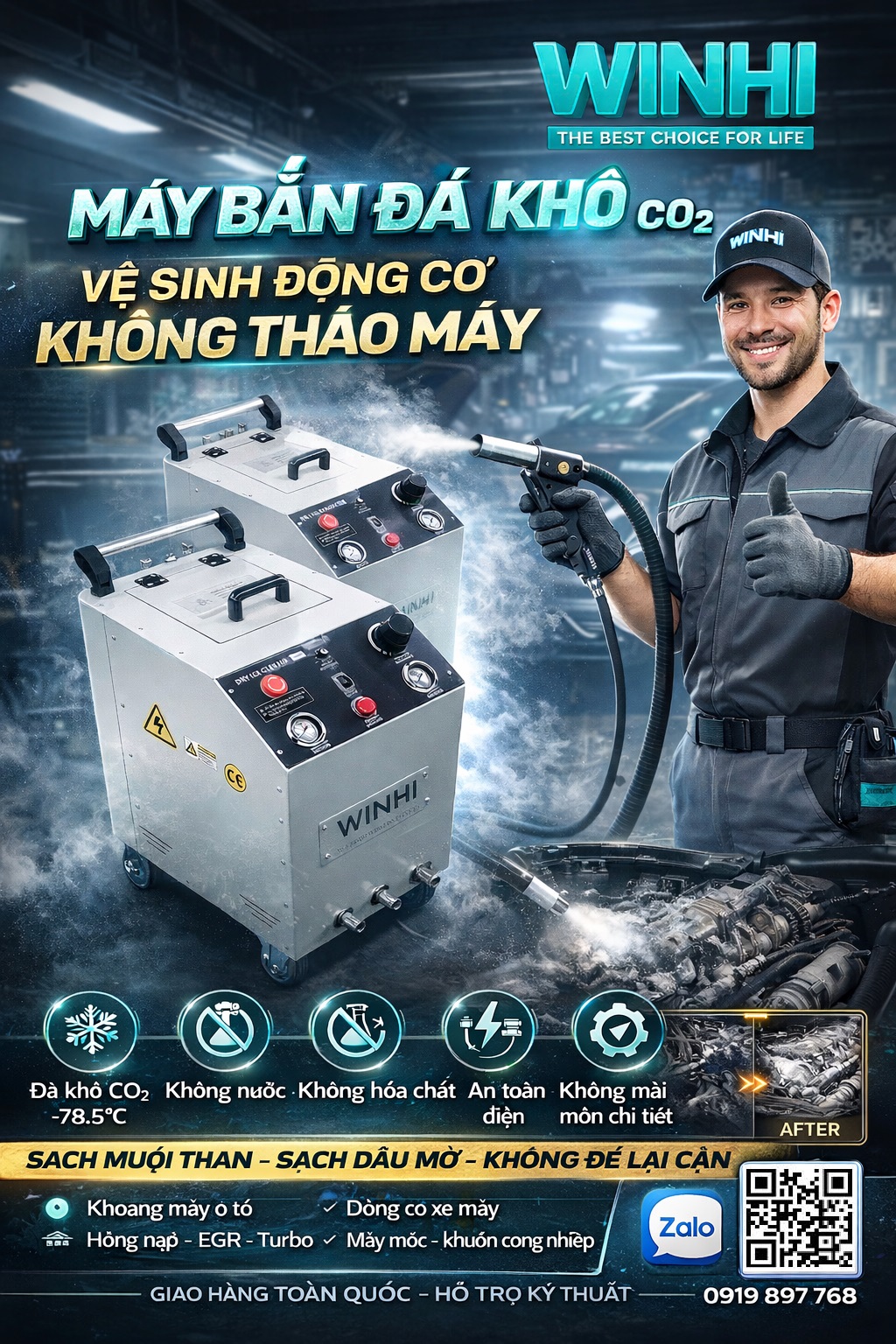 Máy bắn đá khô CO₂ W9000 - Hình ảnh 2